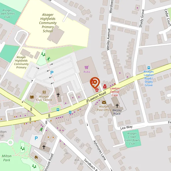 Map showing approximate location: Asda, 19-23, Lawton Road, Alsager, ST7 2AA