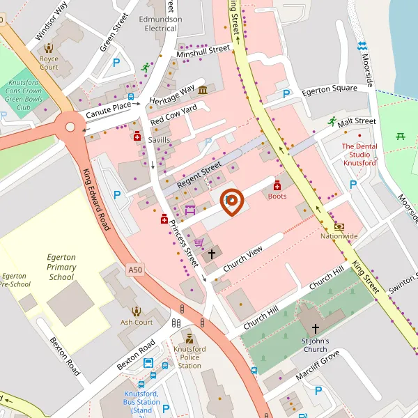 Map showing approximate location: Freemasons Arms, Silk Mill Street, Knutsford, Cheshire, WA16 6DF