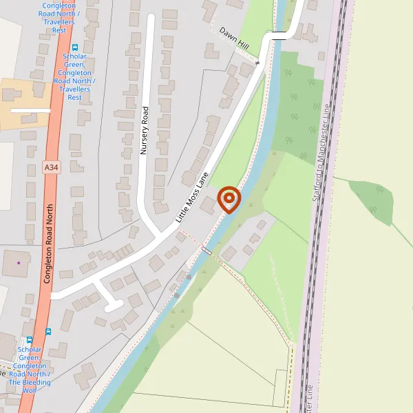 Map showing approximate location: Land North Of 24, Little Moss Lane, Scholar Green