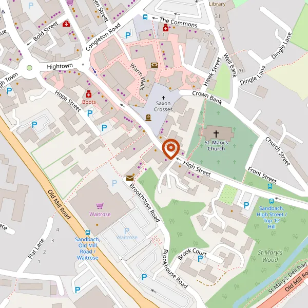 Map showing approximate location: George Hotel, 39, High Street, Sandbach, Sandbach, Cheshire, CW11 1AL