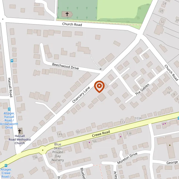 Map showing approximate location: 10, Chancery Lane, Alsager, ST7 2HF