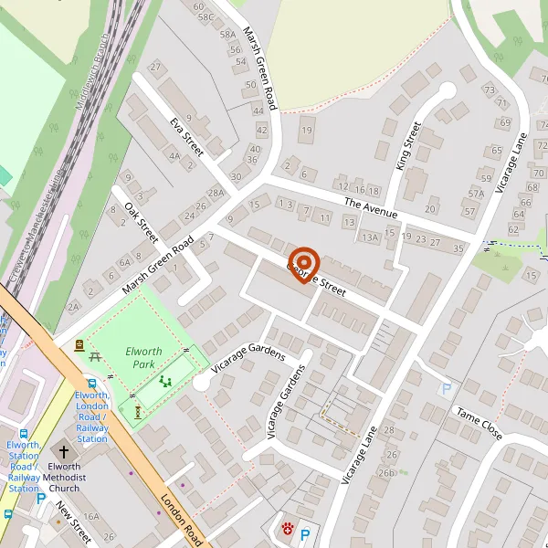 Map showing approximate location: 42, George Street, Sandbach, CW11 3BL