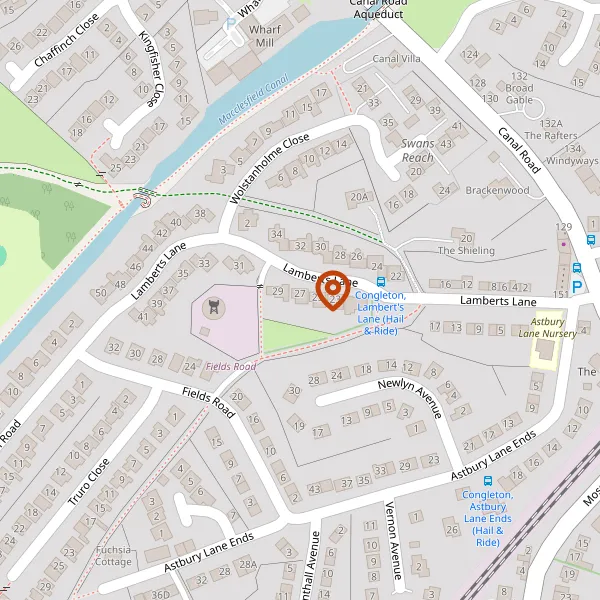 Map showing approximate location: 27, Lamberts Lane, Congleton, Cheshire, CW12 3AU