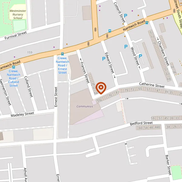 Map showing approximate location: Former Printworks, Frances Street, Crewe