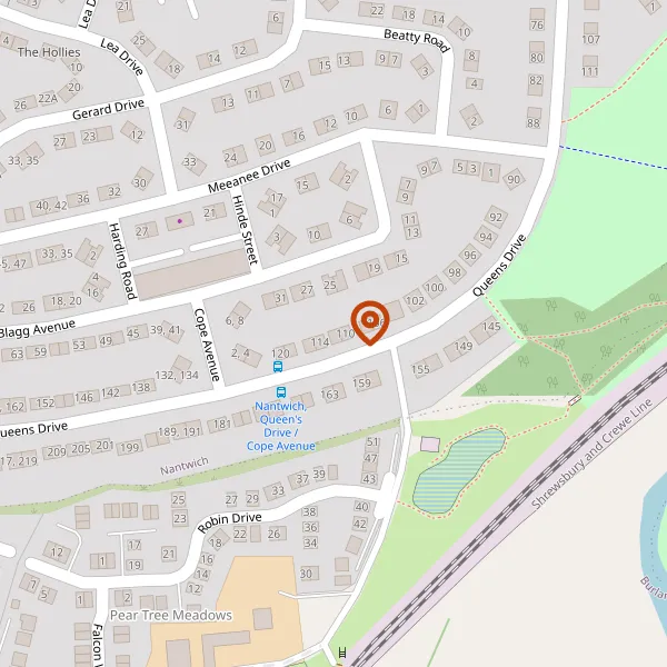 Map showing approximate location: 112, Queens Drive, Nantwich, CW5 5JJ