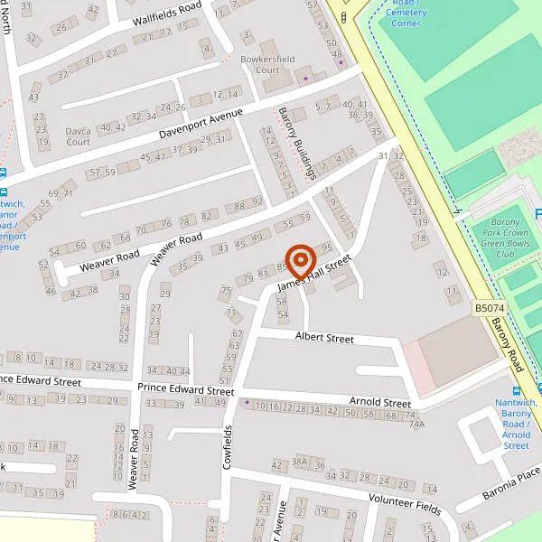 Map showing approximate location: 83, James Hall Street, Nantwich, CW5 5QE