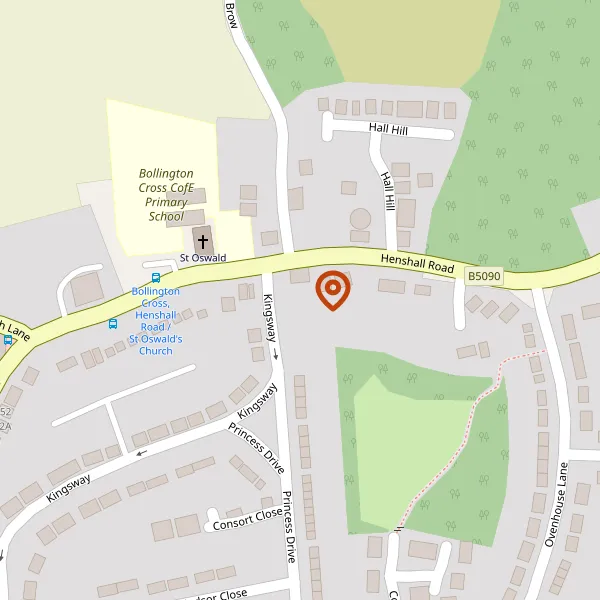 Map showing approximate location: Elm House, 12, Bollington Road, Bollington, SK10 5EF