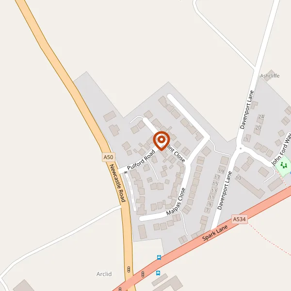 Map showing approximate location: 7, Pulford Road, Arclid, CW11 2AF