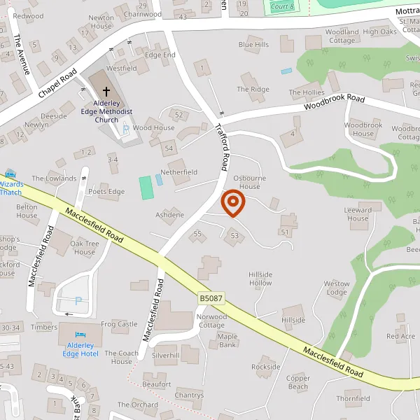 Map showing approximate location: 51, Trafford Road, Alderley Edge, Cheshire, SK9 7DN