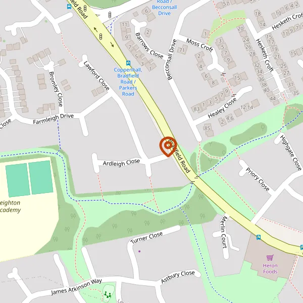 Map showing approximate location: 69, Farmleigh Drive, Leighton, Crewe, CW1 3PY