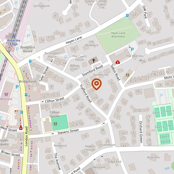 Map showing approximate location: 11, Trafford Road, Alderley Edge, Wilmslow, Cheshire, SK9 7NN