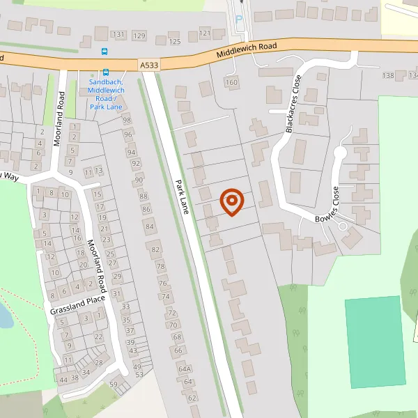 Map showing approximate location: 113, Park Lane, Sandbach, CW11 1EJ