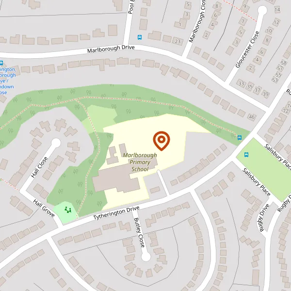 Map showing approximate location: Land Around Marlborough School, Tytherington Drive, Macclesfield, SK10 2HJ