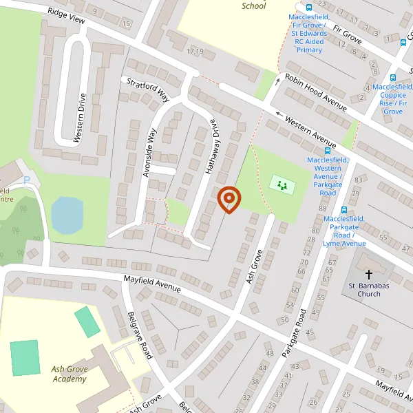 Map showing approximate location: 31, Hathaway Drive, Macclesfield, Cheshire, SK11 8DF