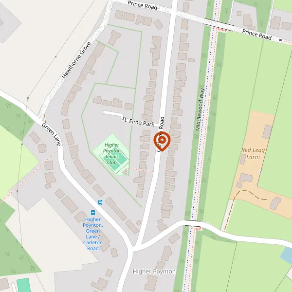 Map showing approximate location: 17, Carleton Road, Poynton, Stockport, Cheshire, SK12 1TL