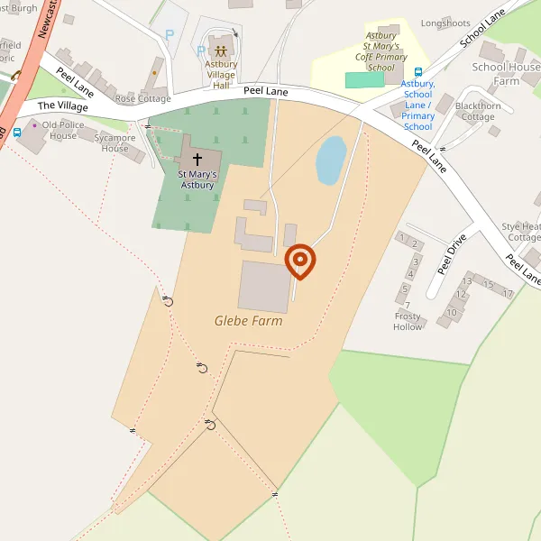 Map showing approximate location: Glebe Farm, Peel Lane, Astbury, CW12 4RQ