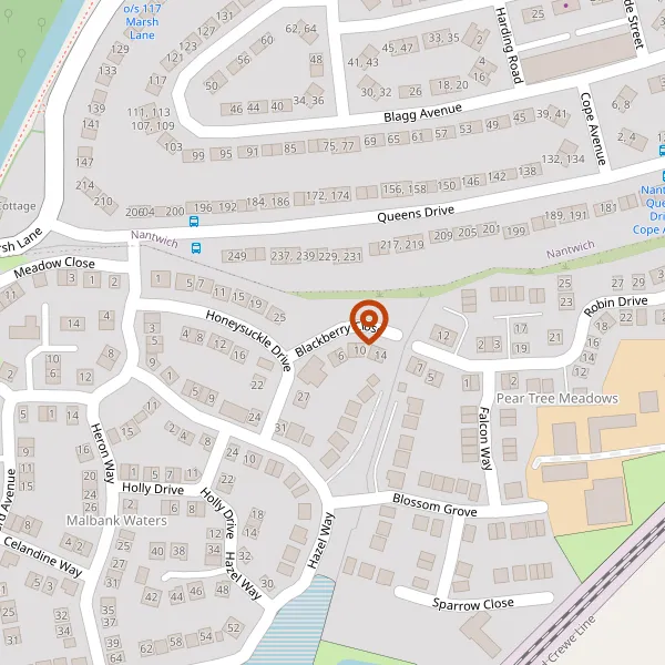 Map showing approximate location: Land Off, Blackberry Close, Edleston