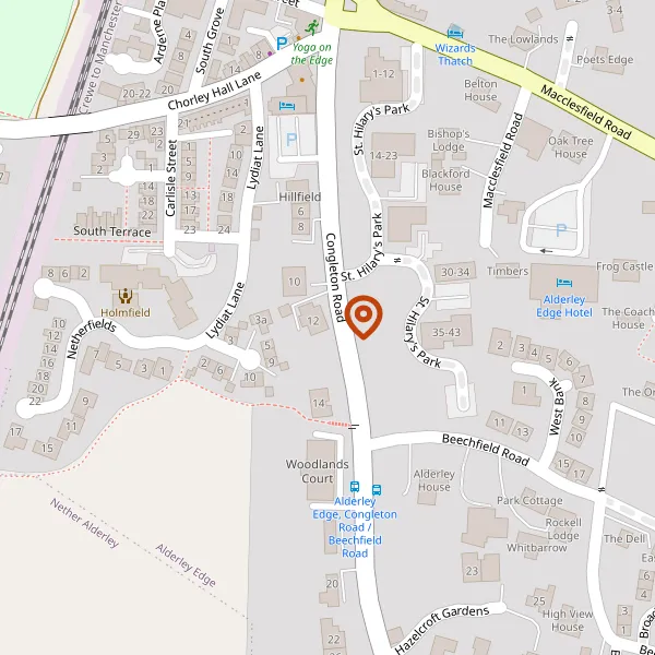 Map showing approximate location: Flat 1, Hillfield, 4, Congleton Road, Alderley Edge, SK9 7AA