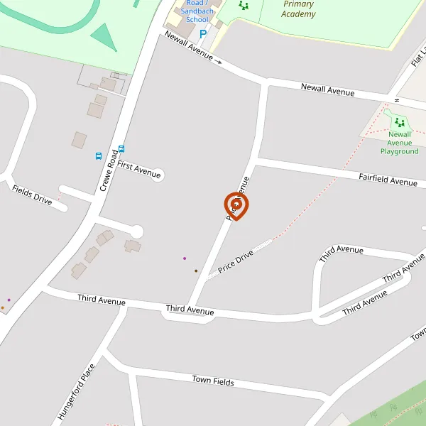 Map showing approximate location: 23, Price Avenue, Sandbach, Cheshire East, CW11 4BN