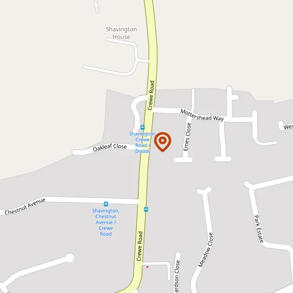 Map showing approximate location: New Church Development Site, Crewe Road, Shavington