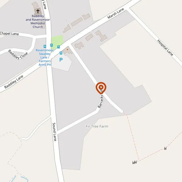 Map showing approximate location: Fir Tree Farm, 35, Barracks Lane, Ravensmoor, Cheshire, CW5 8PR