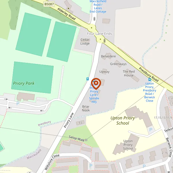 Map showing approximate location: Briar Nook, Priory Lane, Macclesfield, Cheshire, SK10 4AE