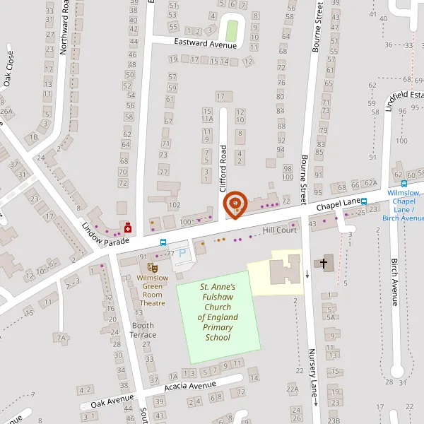 Map showing approximate location: 1, Clifford Road, Wilmslow, Cheshire, SK9 5JJ