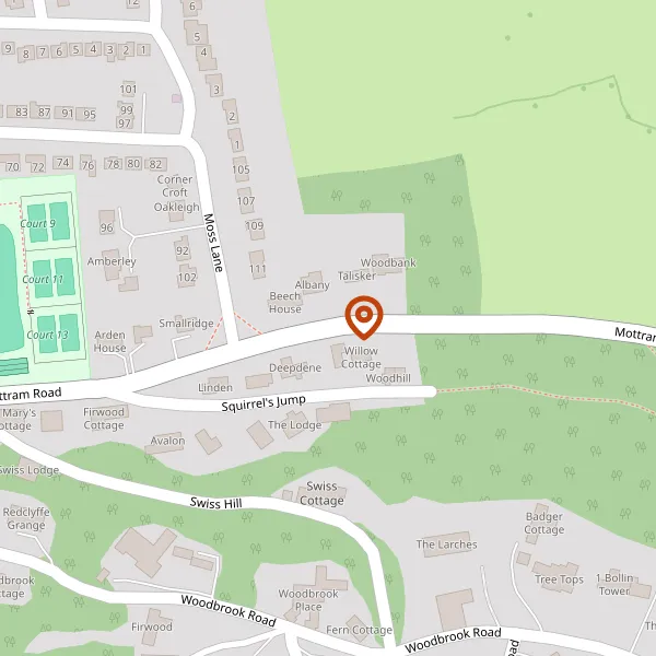 Map showing approximate location: Squirrel Bank, Mottram Road, Alderley Edge, SK9 7DS