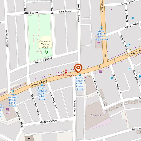 Map showing approximate location: 53, Nantwich Road, Crewe, CW2 6AW