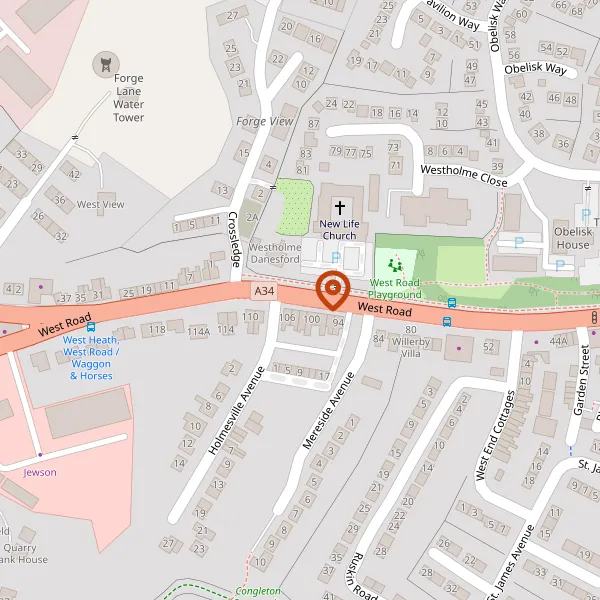 Map showing approximate location: West Road Clinic, West Road, Congleton, CW12 4ES