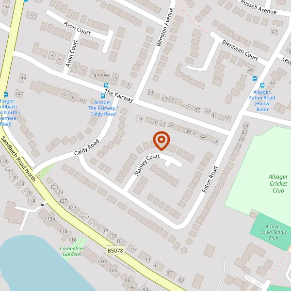 Map showing approximate location: 8, Stanley Court, Alsager, ST7 2BH