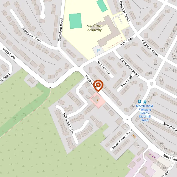 Map showing approximate location: 104, Moss Lane, Macclesfield, SK11 7XH