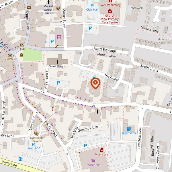 Map showing approximate location: Kiltearn House, 33, Hospital Street, Nantwich, Cheshire, CW5 5RL