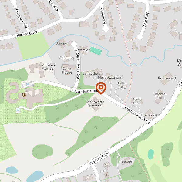 Map showing approximate location: Badgers Brook, Collar House Drive, Prestbury, Cheshire, SK10 4AP