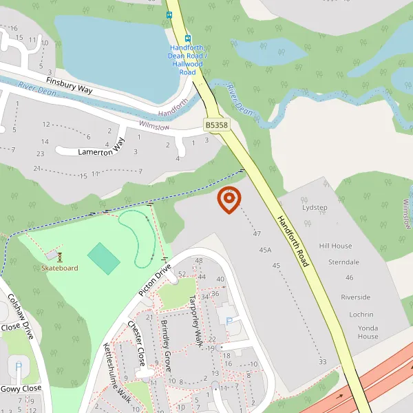 Map showing approximate location: Wilmslow Manor Care Home, 51 Handforth Road, Wilmslow, SK9 2LX