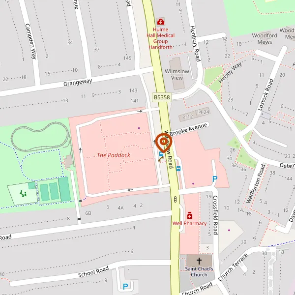 Map showing approximate location: Land East Of The A34 And South Of A555, Handforth