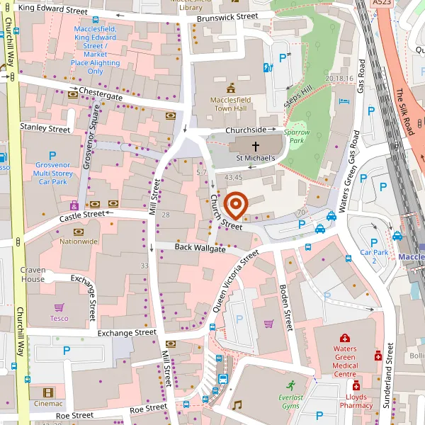 Map showing approximate location: 21, Church Street, Macclesfield, Cheshire, SK11 6LB