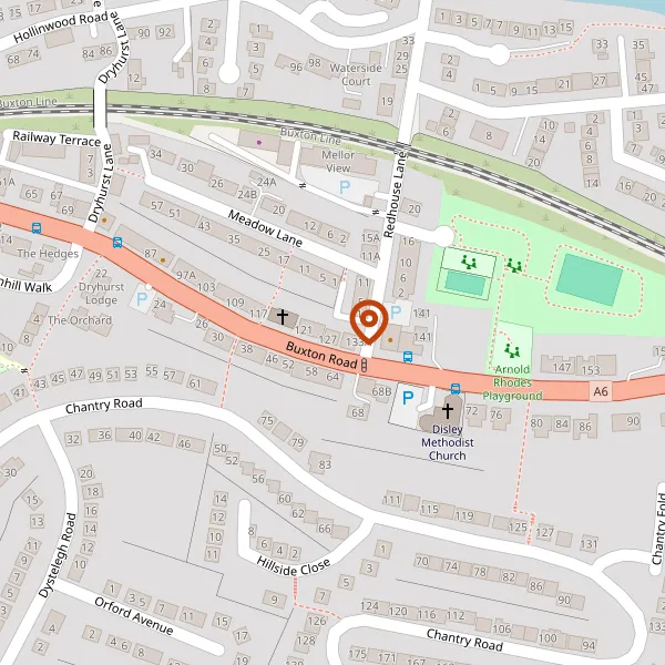 Map showing approximate location: 127, Buxton Road, Disley, Cheshire East, SK12 2HA