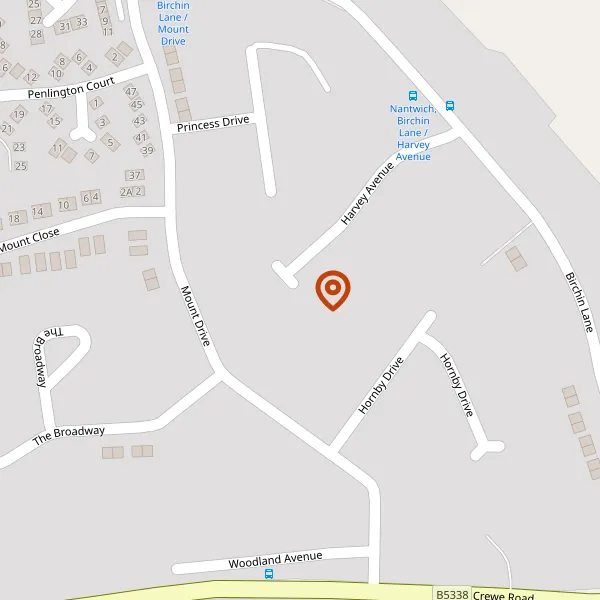 Map showing approximate location: 21, Harvey Avenue, Nantwich, Cheshire, CW5 6LE