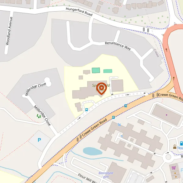 Map showing approximate location: Springfield School, Old Crewe Green Road, Crewe, CW1 5HS