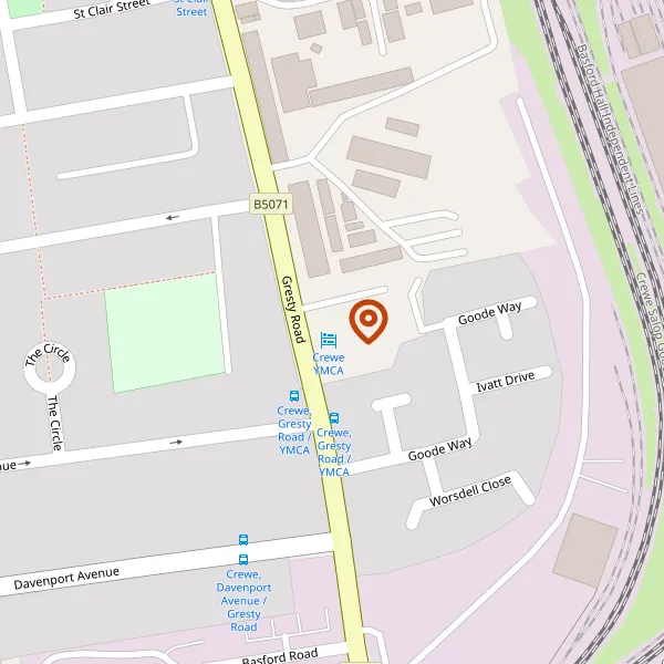 Map showing approximate location: YMCA Hostel, 189, Gresty Road, Crewe, Cheshire, CW2 6EL