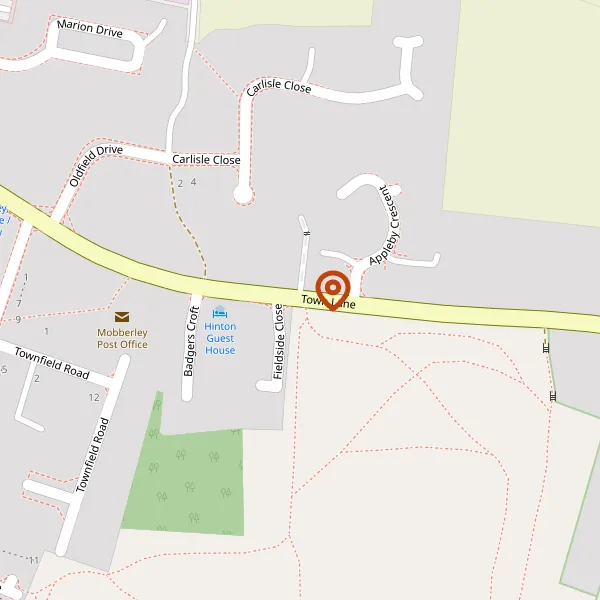 Map showing approximate location: Town Lane Farm, Town Lane, Mobberley, Cheshire, WA16 7HS