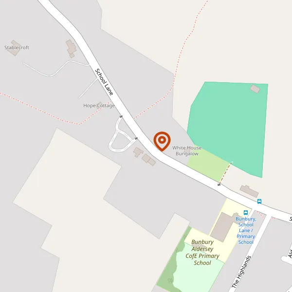 Map showing approximate location: Holly Cottage, School Lane, Bunbury, CW6 9NR