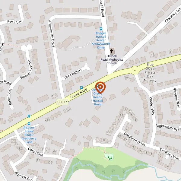 Map showing approximate location: Stavaness, 200A, Crewe Road, Alsager, ST7 2JF