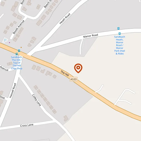 Map showing approximate location: Hill Cottage, The Hill, Sandbach, Cheshire, CW11 1FD