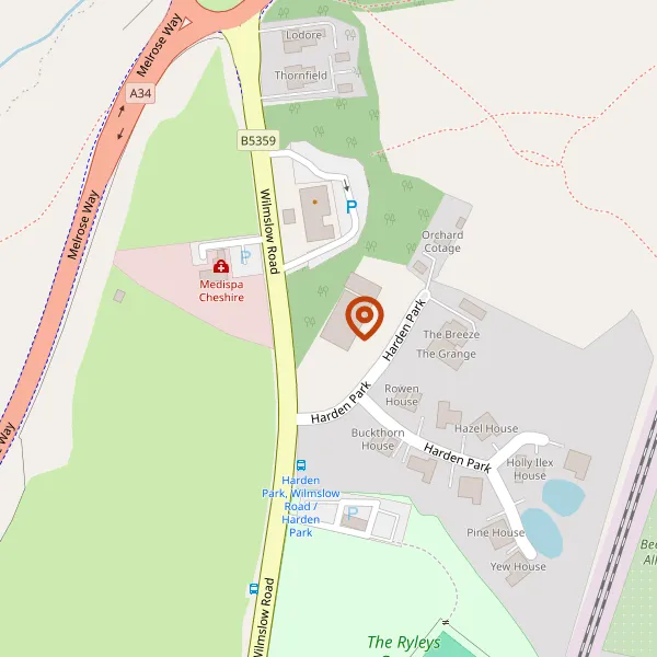 Map showing approximate location: The County Hotel, Harden Park, Alderley Edge, Cheshire, SK9 7QN