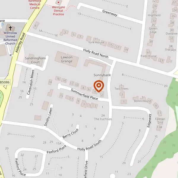 Map showing approximate location: 6, Summerfield Place, Wilmslow, Cheshire, SK9 1NE