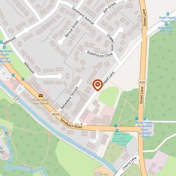 Map showing approximate location: The Oaks, Chapel Lane, Rode Heath, ST7 3SD