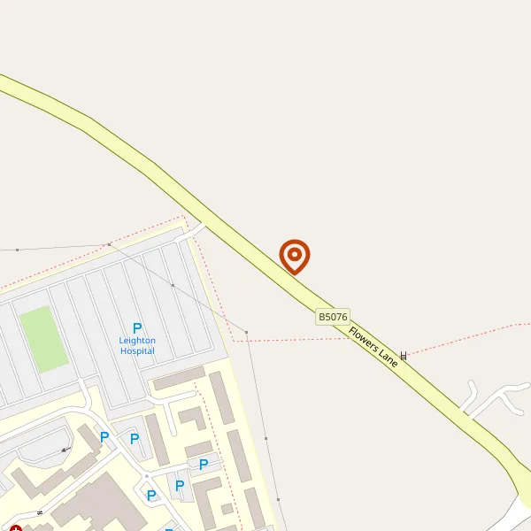 Map showing approximate location: Land At, Flowers Lane, Leighton