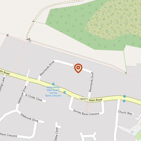 Map showing approximate location: 51, Moorlands Drive, Wybunbury, Cheshire East, CW5 7PA